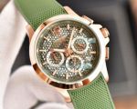 Best Replica Longines Green Mesh Face Rose Gold Case Rubber Band Watch